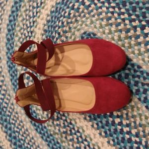 Red strappy flats